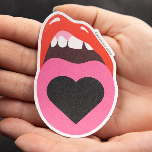 Black Heart Tongue Sticker