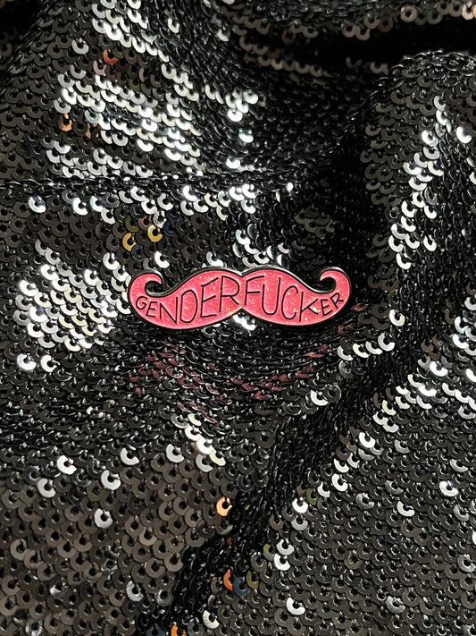 Gender Fucker Pink Mustache Enamel Pin