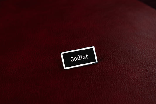 Sadist Kink Title Stacker Pin